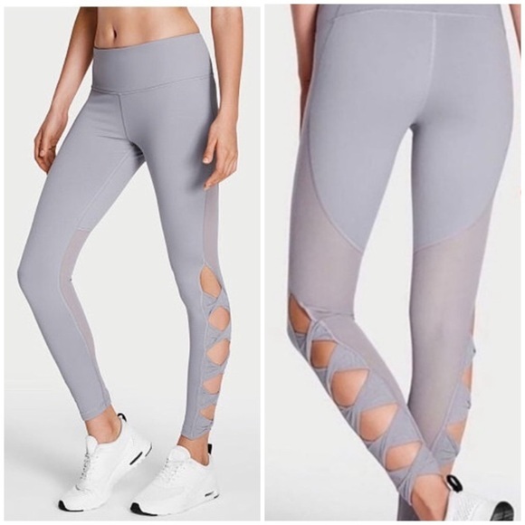 Victoria's Secret Pants - VS Light Grey Knots Knotted Mesh Knockout Sport Leggings
